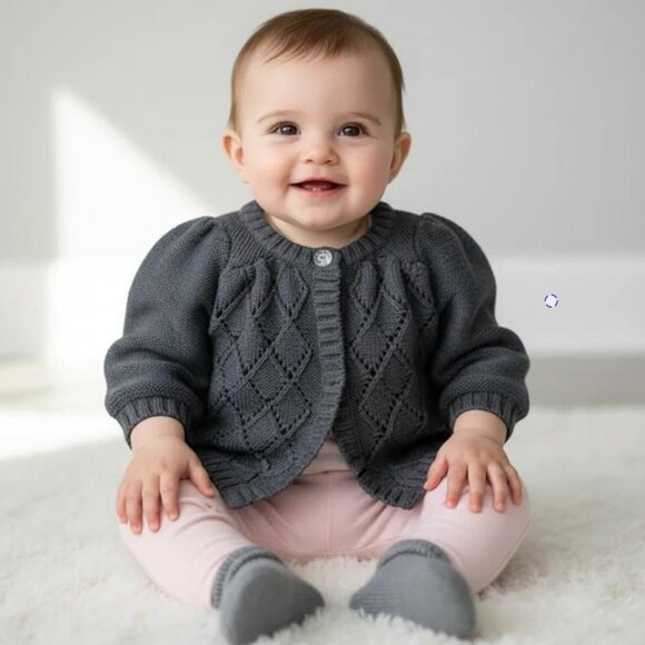 Old Navy Diamond Knit Pointelle Cardigan size - Picture 1 of 7